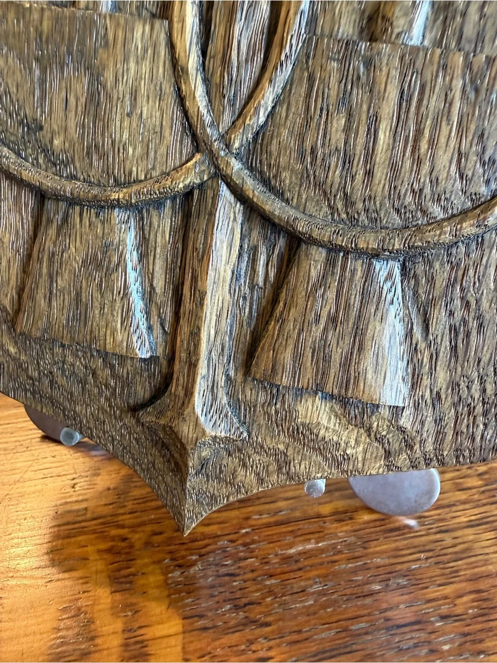 OOAK Vintage Hand-Carved Wood Shield Wall Plaque Wedding Symbols Chi Rho